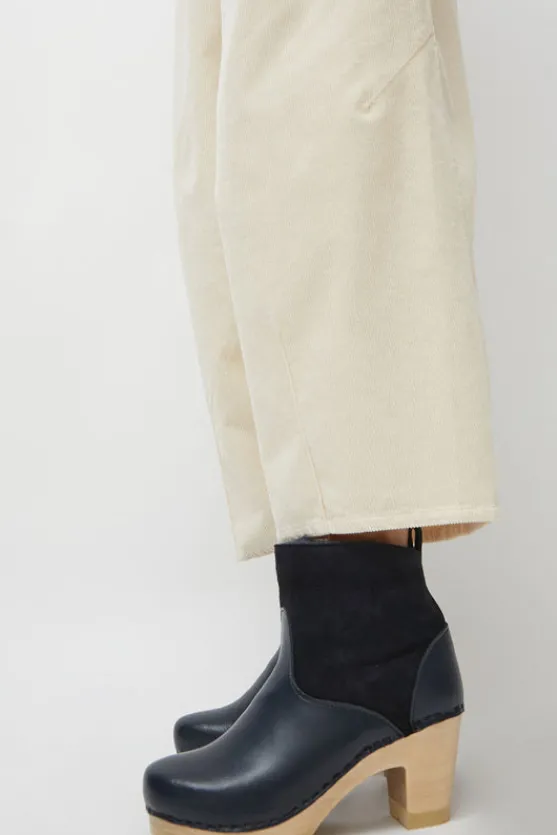 5" Pull on Shearling Clog Boot on High Heel in Navy and Night^No.6 Store Fashion