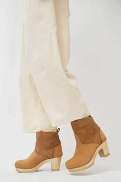 5" Pull on Shearling Clog Boot on High Heel in Copper^No.6 Store Hot