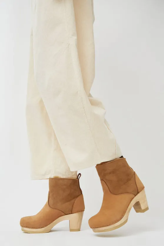 5" Pull on Shearling Clog Boot on High Heel in Copper^No.6 Store Hot