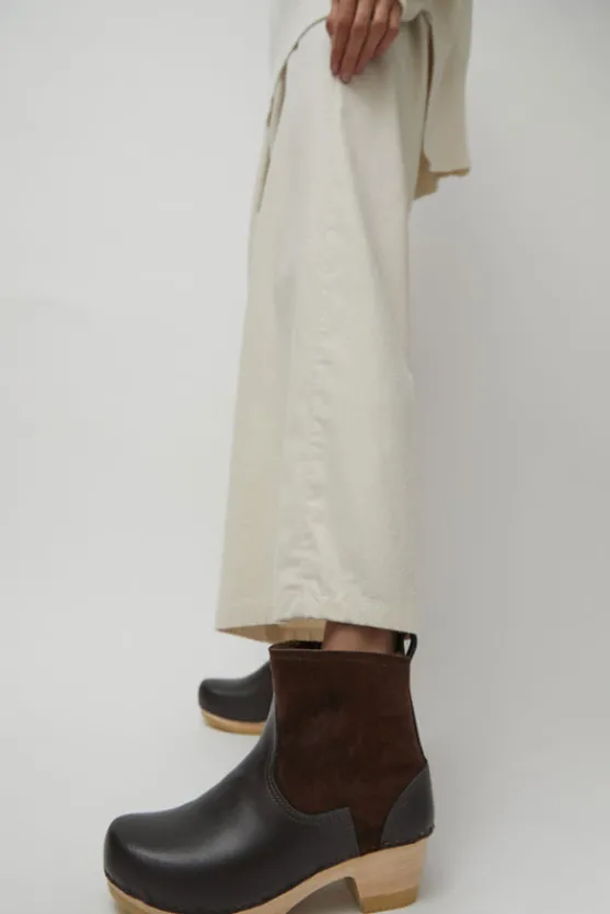 5" Pull on Shearling Clog Boot on Mid Heel in Umber^No.6 Store Hot