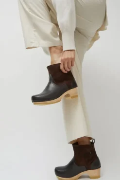 5" Pull on Shearling Clog Boot on Mid Heel in Umber^No.6 Store Hot