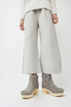 5" Pull On Shearling Clog Boot on Mid Tread in Smoke Suede on White Base^No.6 Store Fashion