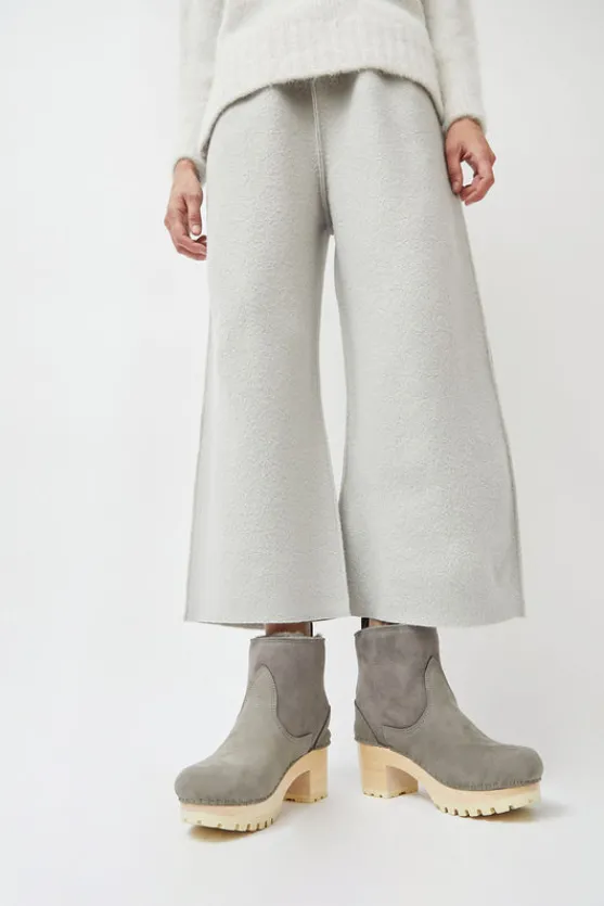 5" Pull On Shearling Clog Boot on Mid Tread in Smoke Suede on White Base^No.6 Store Fashion