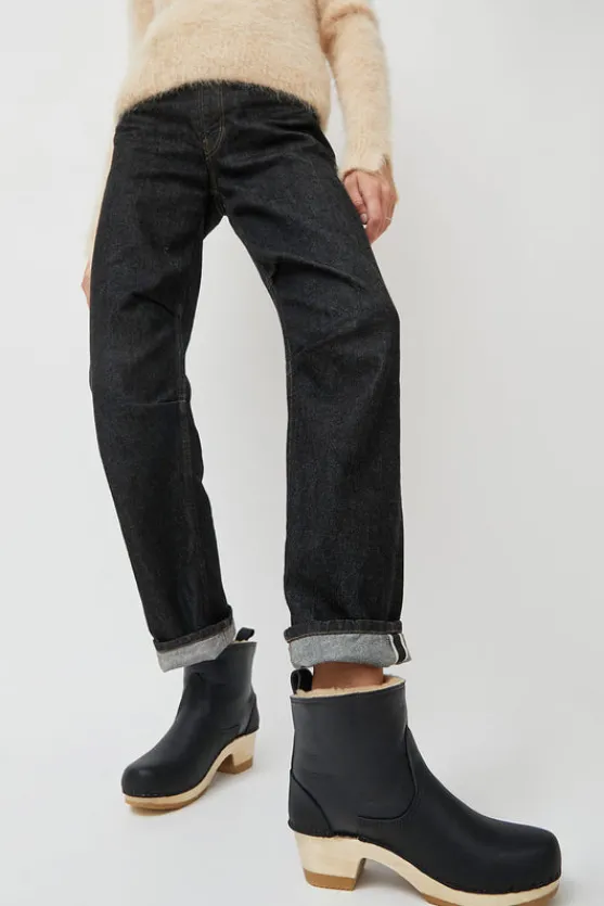 5" Pull On Shearling Clog Boot on Mid Heel in Ink Aviator^No.6 Store Fashion