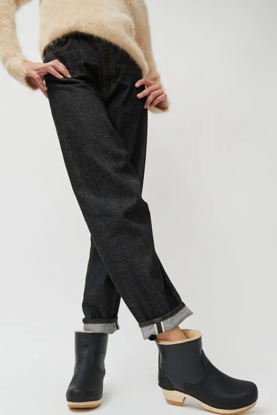 5" Pull On Shearling Clog Boot on Mid Heel in Ink Aviator^No.6 Store Fashion