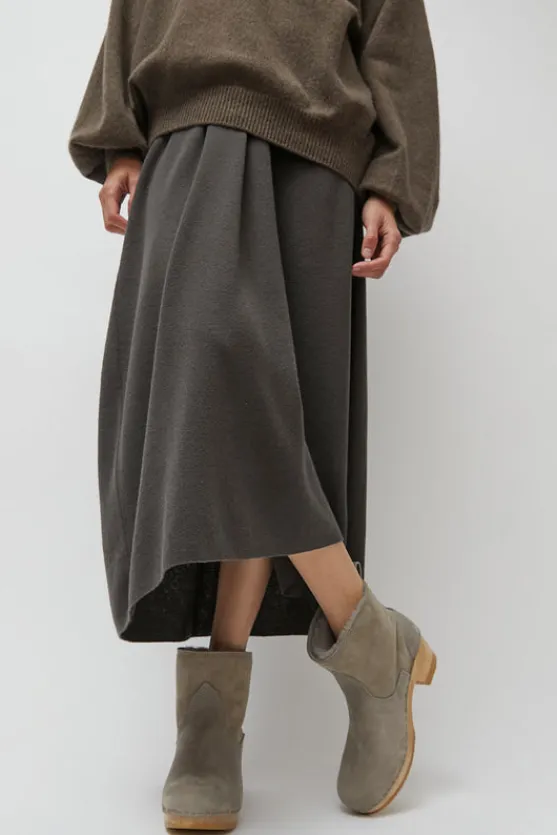 5" Pull on Shearling Clog Boot on Mid Heel in Mist^No.6 Store Hot