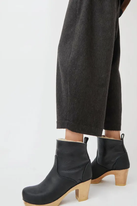 5" Pull On Shearling Clog Boot on High Heel in Ink Aviator^No.6 Store New