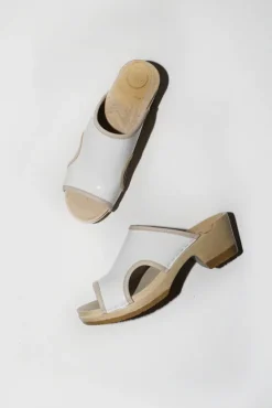 Alexis Clog on Mid Heel in White Patent^No.6 Store Best