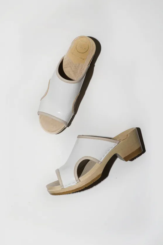Alexis Clog on Mid Heel in White Patent^No.6 Store Best
