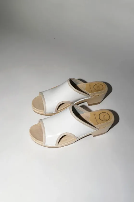 Alexis Clog on Mid Heel in White Patent^No.6 Store Best