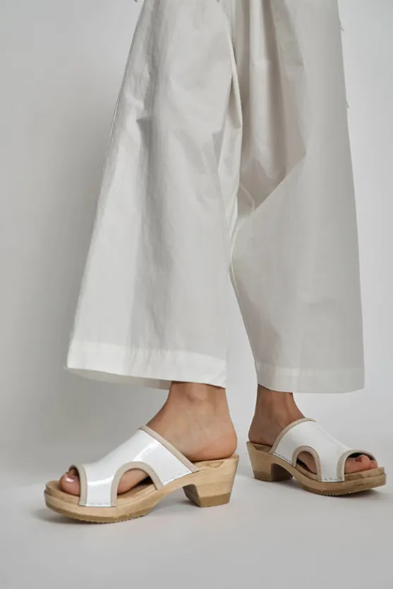 Alexis Clog on Mid Heel in White Patent^No.6 Store Best