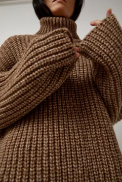 Alpaca Rib Turtleneck in Brown^No.6 Store Clearance