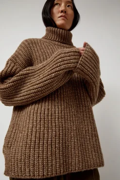 Alpaca Rib Turtleneck in Brown^No.6 Store Clearance