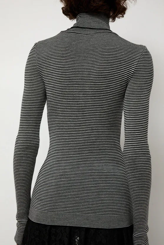 Alpha Rollneck in Espresso Fine Stripes^No.6 Store Fashion
