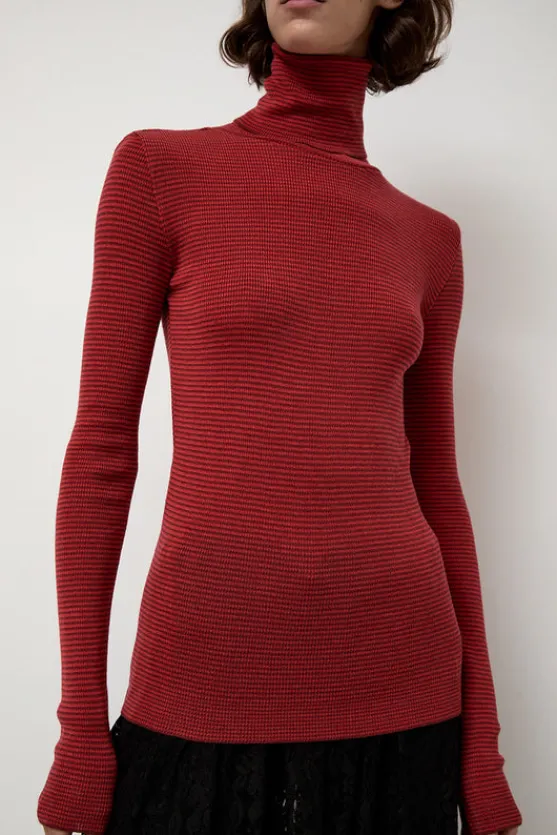 Alpha Rollneck in Paradise Red Fine Stripes^No.6 Store Online