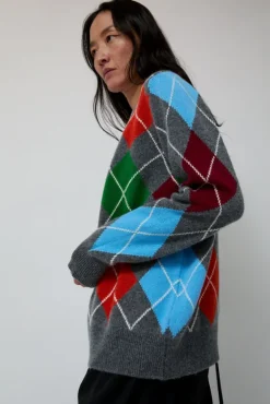 Argyle Crewneck Sweater in Derby and Adonis^No.6 Store Clearance