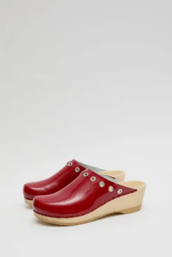 Bella Clog on Mid Wedge in Red Patent with Eyelets^No.6 Store Best