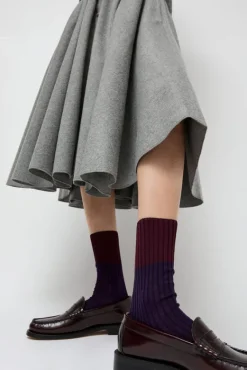 Bitone Cotton Socks in Dark Violet^No.6 Store New