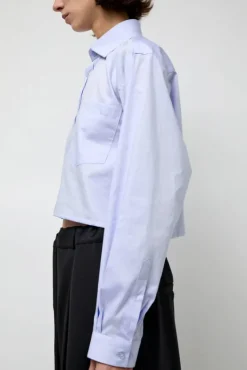 Blue Poplin Crop Shirt in Light Blue^No.6 Store Sale