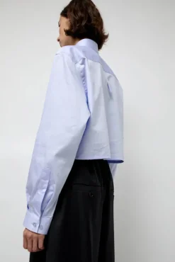 Blue Poplin Crop Shirt in Light Blue^No.6 Store Sale