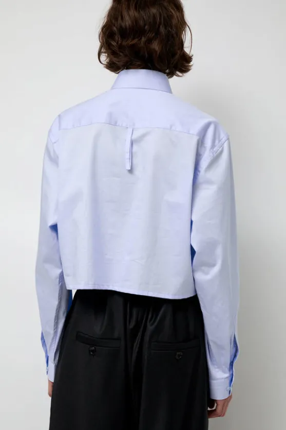 Blue Poplin Crop Shirt in Light Blue^No.6 Store Sale