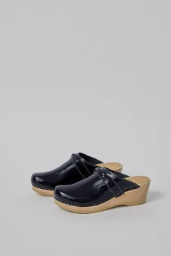 Bridget Clog on Mid Wedge in Navy Patent^No.6 Store Clearance