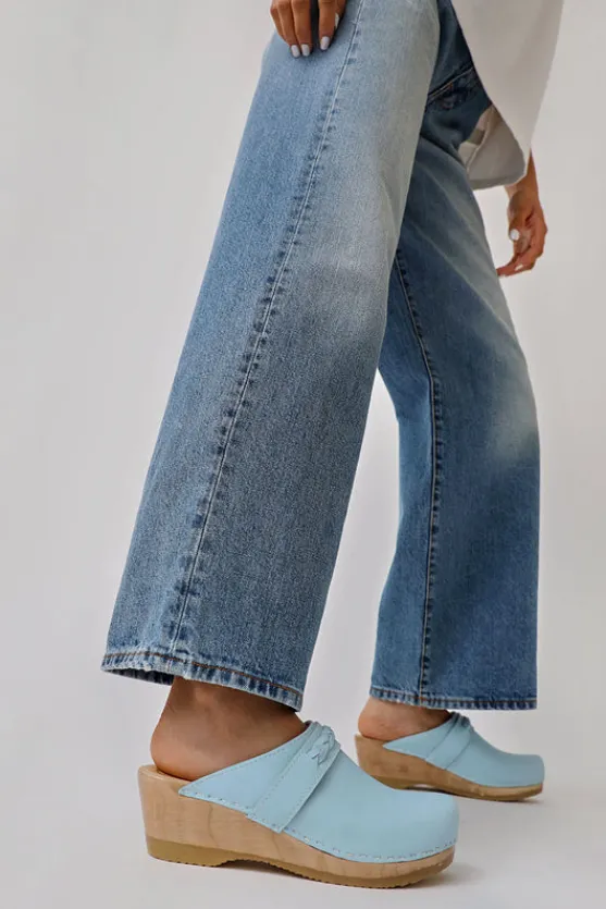 Bridget Clog on Mid Wedge in Light Blue^No.6 Store Fashion