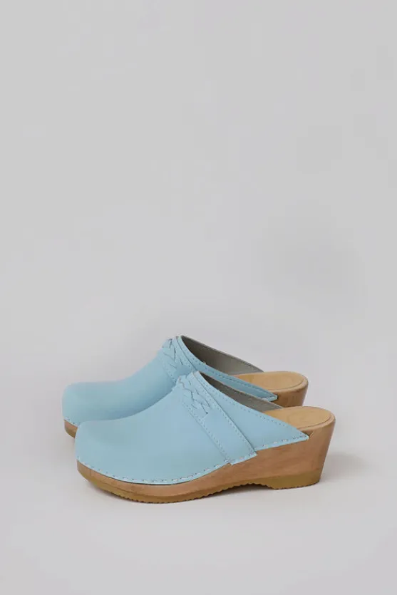 Bridget Clog on Mid Wedge in Light Blue^No.6 Store Fashion