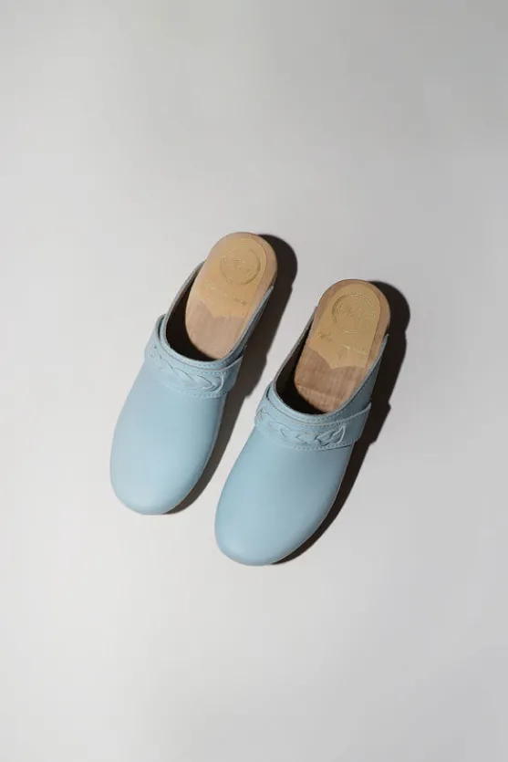 Bridget Clog on Mid Wedge in Light Blue^No.6 Store Fashion