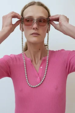 Brillenkette Silver Glasses Chain in Light Grey with Sage Thread^No.6 Store Clearance