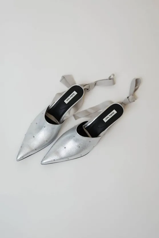 Byul Ribbon Mules in Silver^No.6 Store Fashion