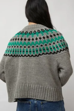 Cardiff Sweater in Grey and Green^No.6 Store Outlet