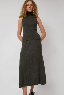 Cashmere Rib Semi Circle Skirt in Olive Melange^No.6 Store Clearance