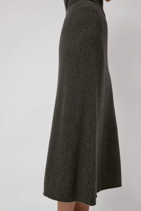 Cashmere Rib Semi Circle Skirt in Olive Melange^No.6 Store Clearance