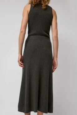 Cashmere Rib Semi Circle Skirt in Olive Melange^No.6 Store Clearance