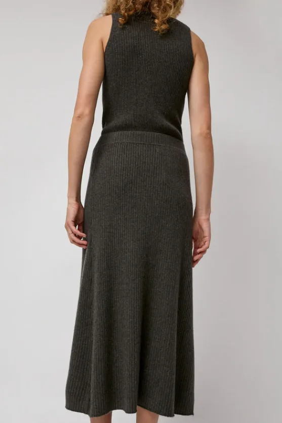 Cashmere Rib Semi Circle Skirt in Olive Melange^No.6 Store Clearance