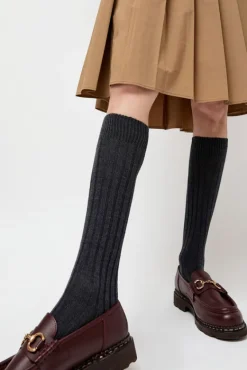 College Wool Ribbed Socks in Charcoal^No.6 Store Discount