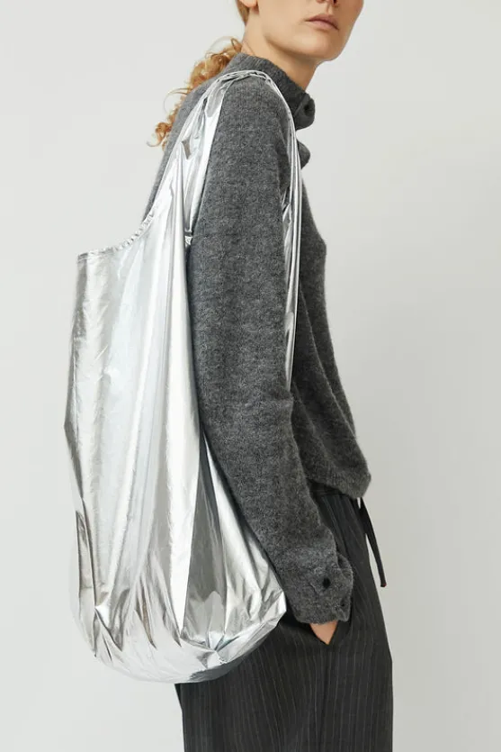 Cotton and Silk Hobo Bag in Silver^No.6 Store Sale