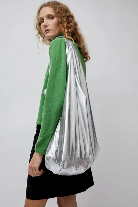 Cotton and Silk Hobo Bag in Silver^No.6 Store Sale