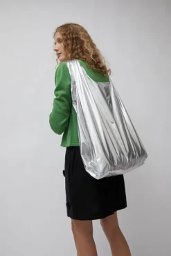 Cotton and Silk Hobo Bag in Silver^No.6 Store Sale
