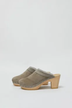 Dakota Shearling Clog on High Heel in Mist^No.6 Store Clearance