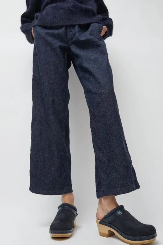 Dakota Shearling Clog on Mid Heel in Navy and Night^No.6 Store Online
