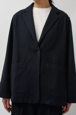 Drapey Blazer in Black Warp and Indigo Weft^No.6 Store Clearance