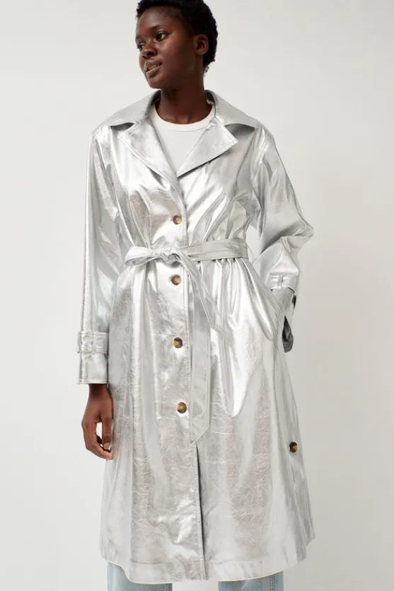 Emile Trench in Silver Faux Leather^No.6 Store Sale
