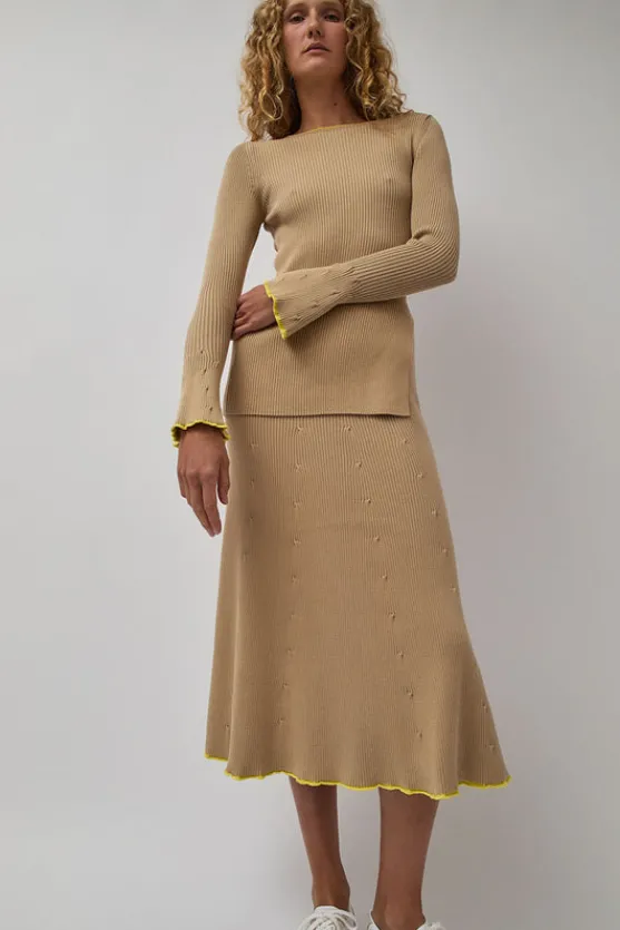 Fly Rib Skirt in Hazelnut^No.6 Store Discount