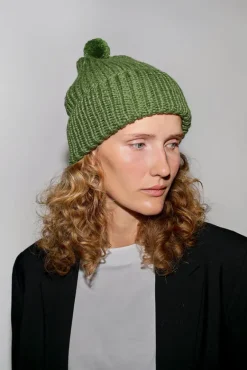 Fold Up Long Pom Pom Beanie in Grass^No.6 Store Best