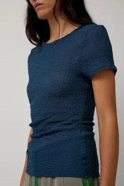 Gauze Ruched Tee in Anthracite Blue^No.6 Store Discount