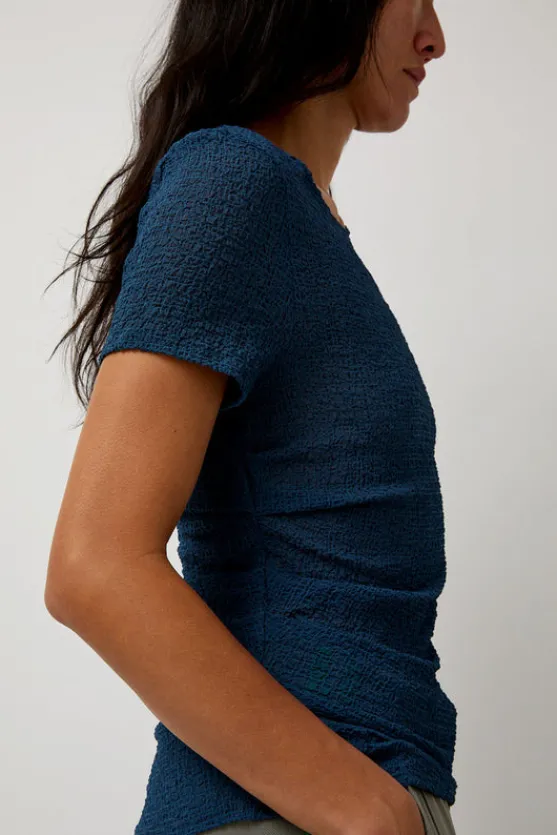 Gauze Ruched Tee in Anthracite Blue^No.6 Store Discount