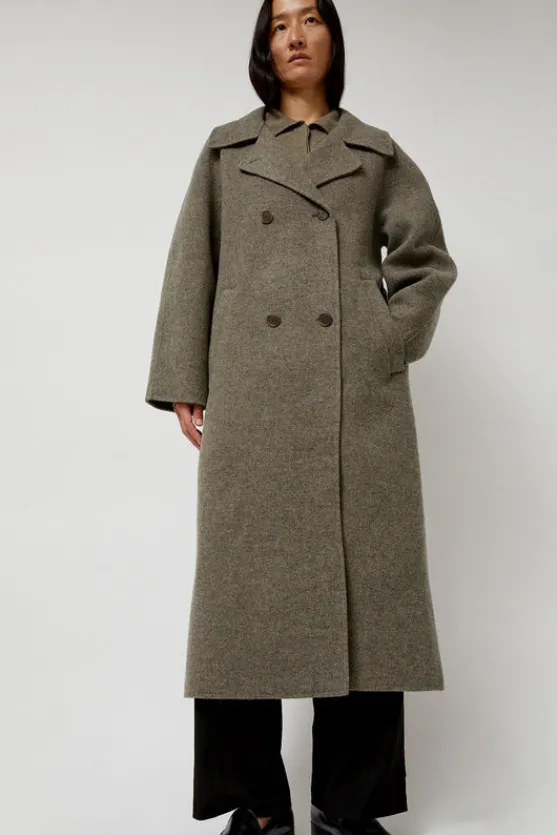 Handmade Long Wool Coat in Khaki Gray^No.6 Store Outlet