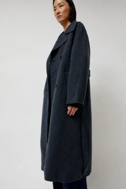 Handmade Long Wool Coat in Blue Navy^No.6 Store Clearance